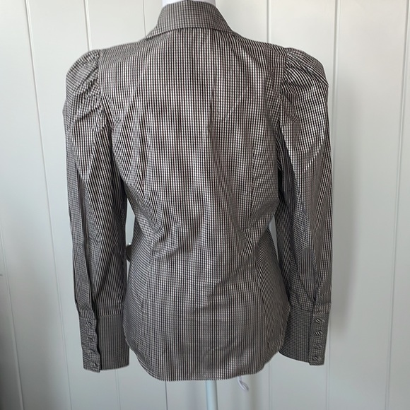 NWT Zara Plaid Puff Sleeve Blouse Ecru / Green | XS - Picture 6 of 8